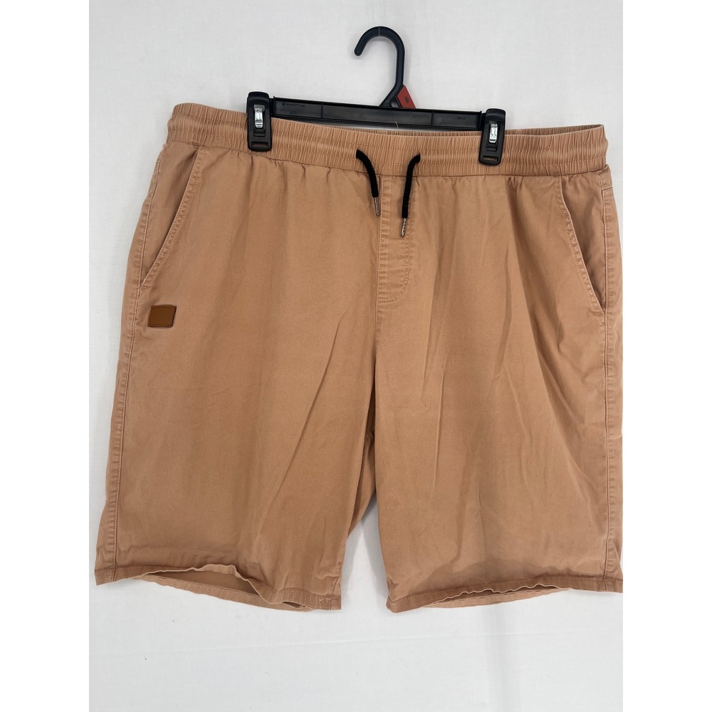 JMIERR Mens Casual Drawstring Elastic Waist Shorts Tan Size L